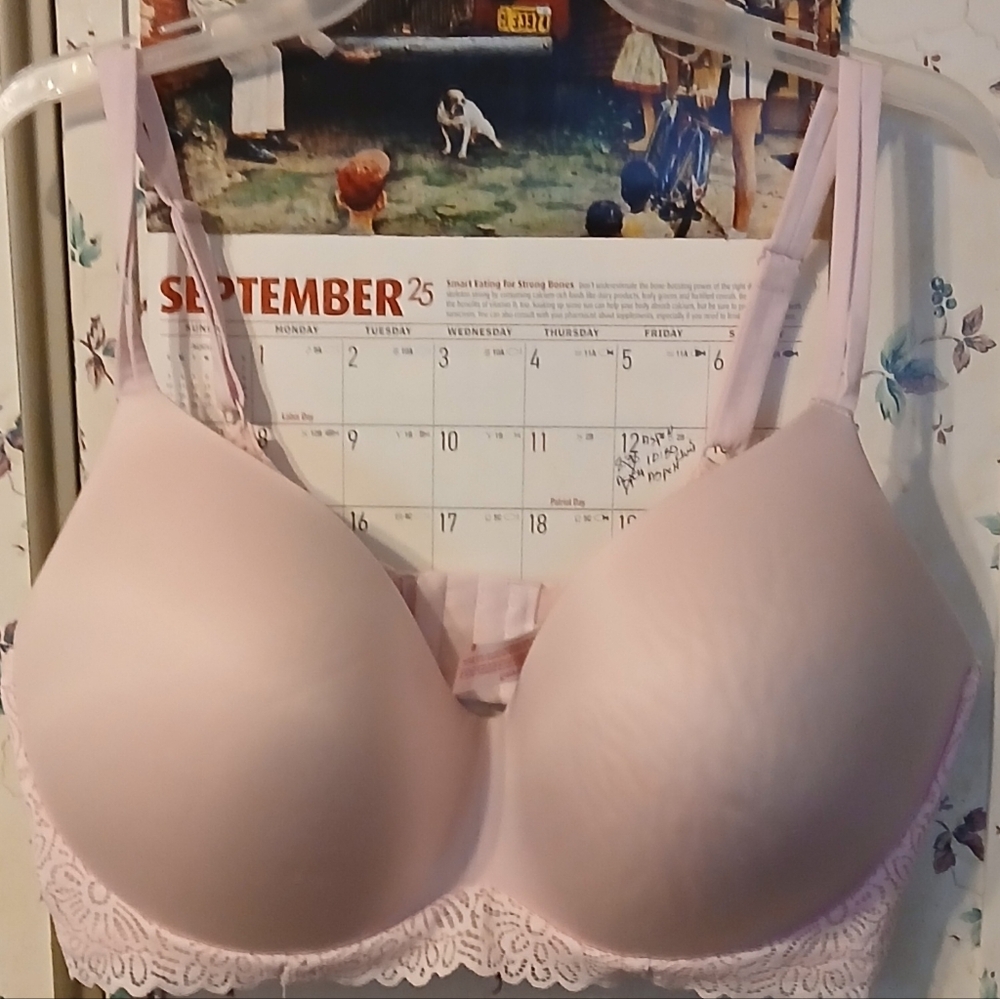 Pink Lace Trim Bra